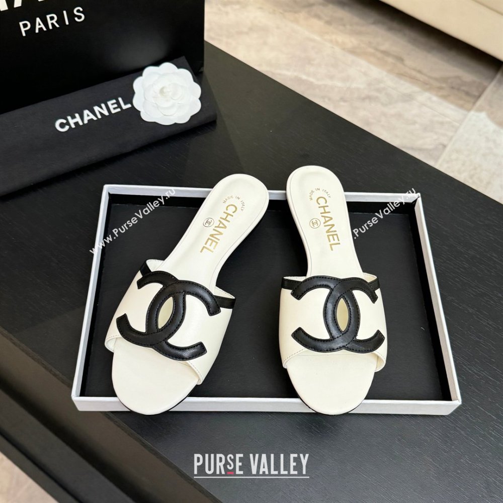 Chanel Lambskin Flat Mules Sandals G47252 White 2026 (MD-26032510)