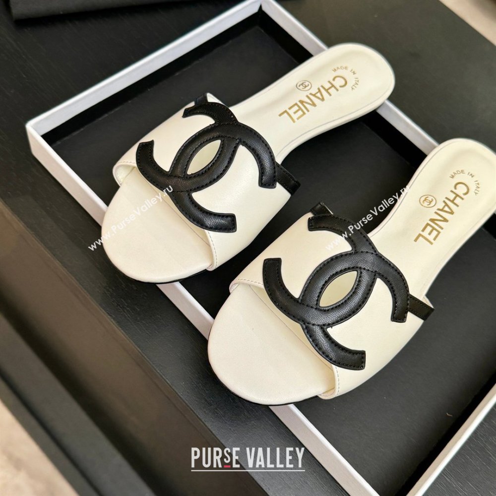 Chanel Lambskin Flat Mules Sandals G47252 White 2026 (MD-26032510)