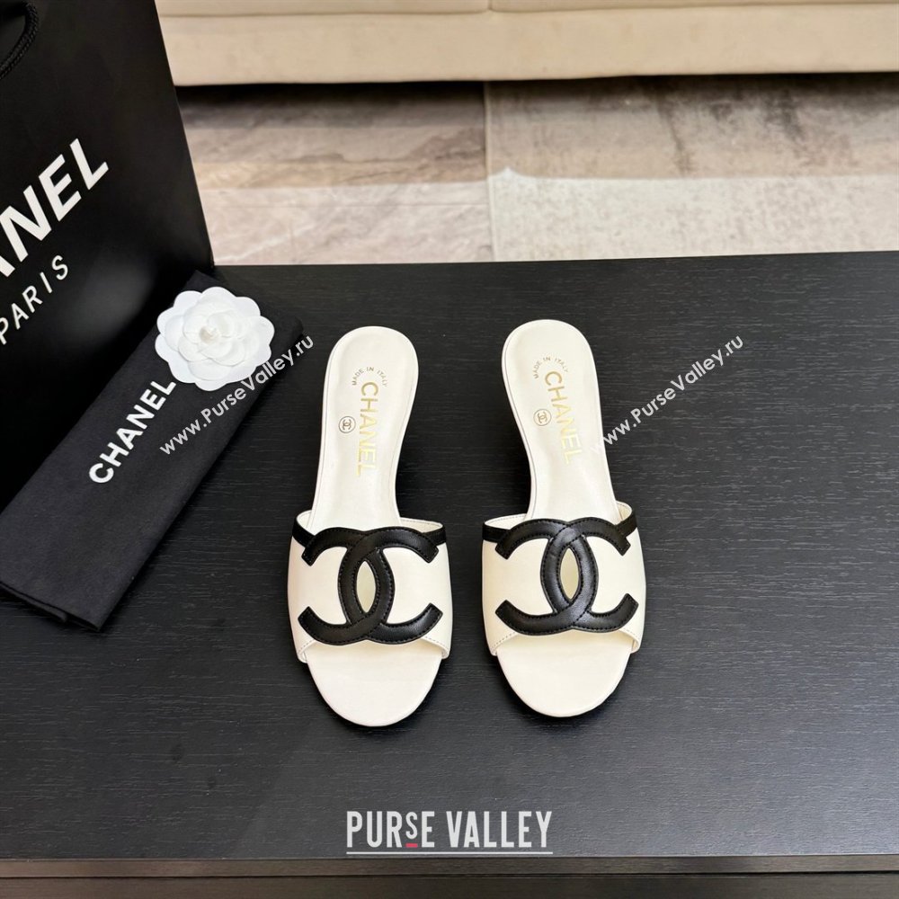 Chanel Lambskin Mules Sandals with 45mm Heel G47252 White 2026 (MD-26032509)
