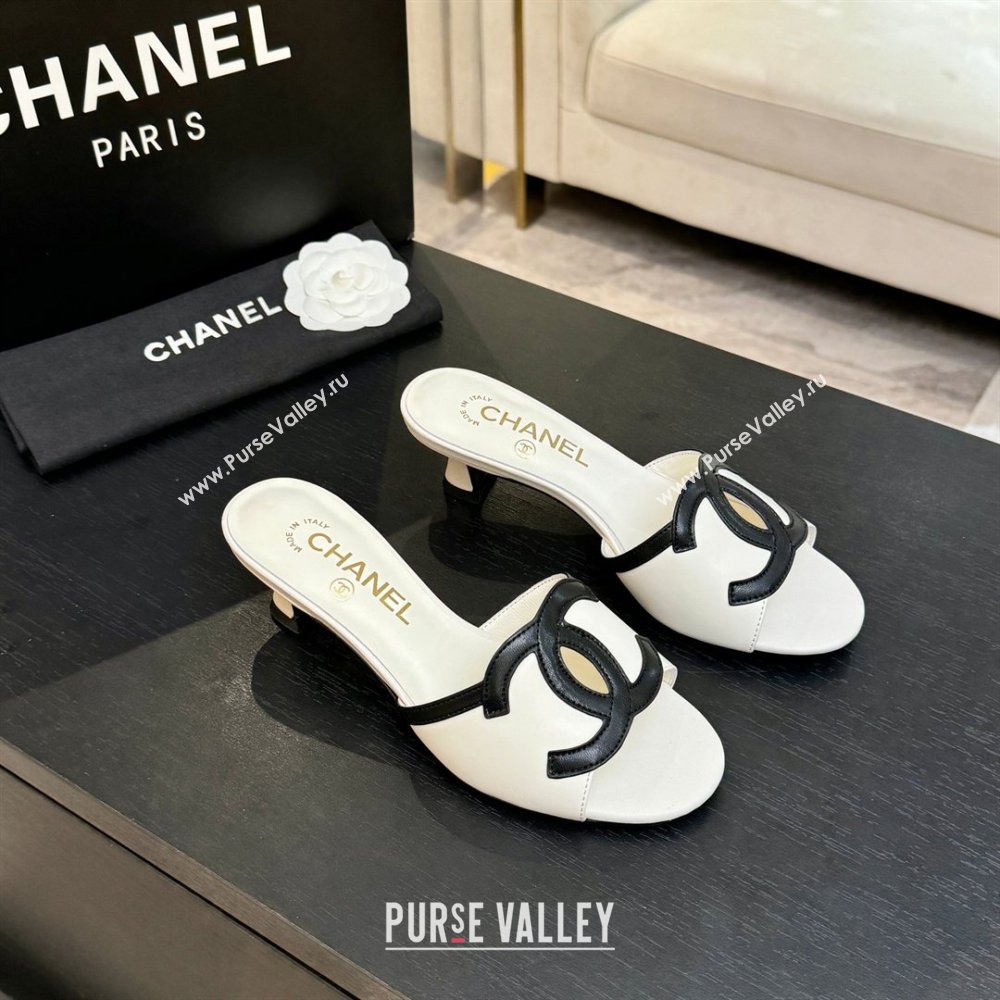 Chanel Lambskin Mules Sandals with 45mm Heel G47252 White 2026 (MD-26032509)