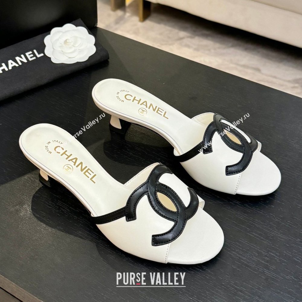 Chanel Lambskin Mules Sandals with 45mm Heel G47252 White 2026 (MD-26032509)
