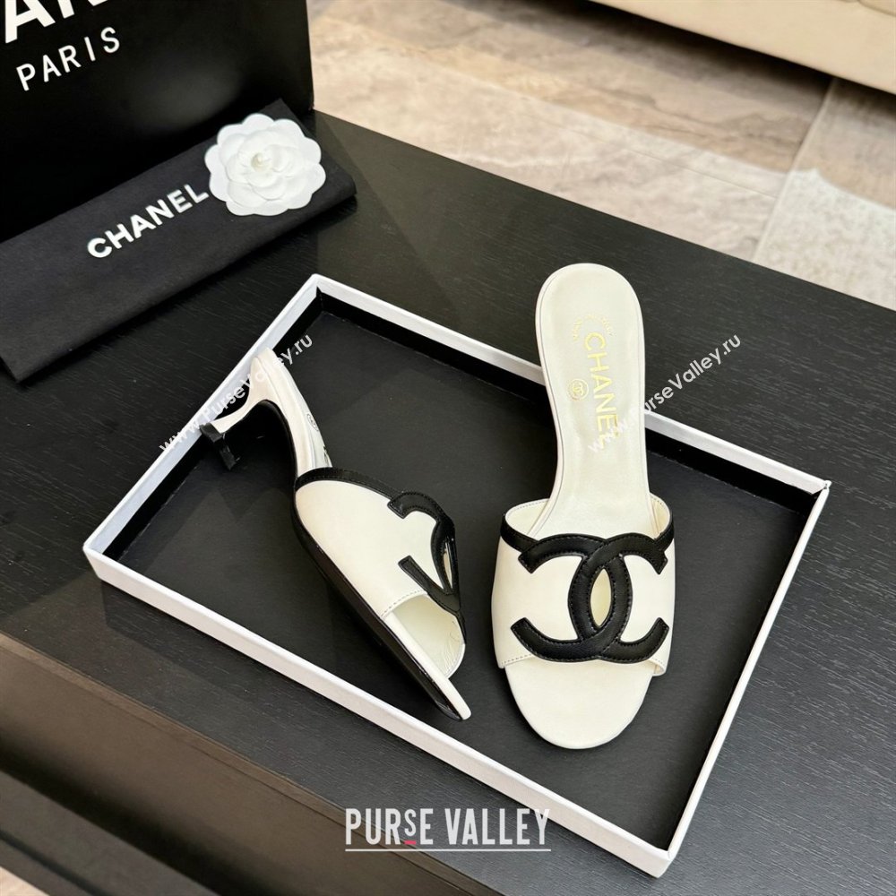 Chanel Lambskin Mules Sandals with 45mm Heel G47252 White 2026 (MD-26032509)