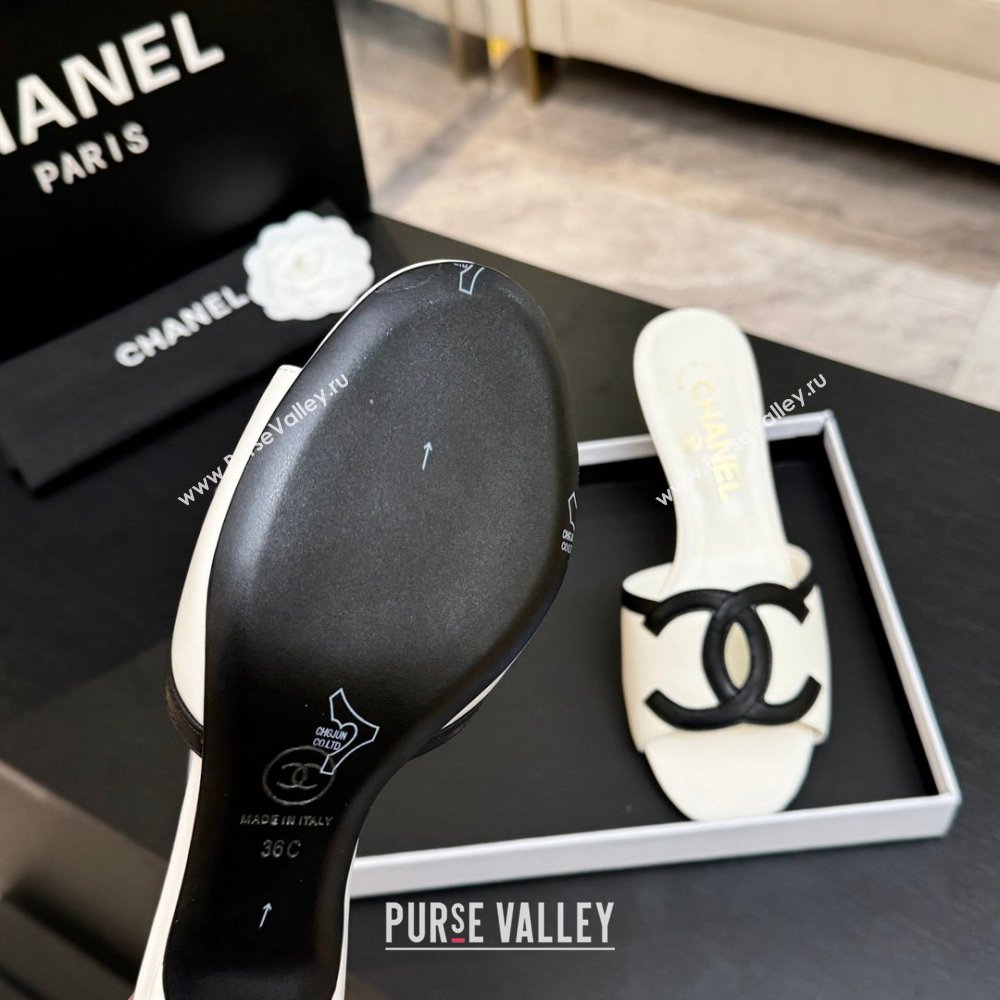 Chanel Lambskin Mules Sandals with 45mm Heel G47252 White 2026 (MD-26032509)