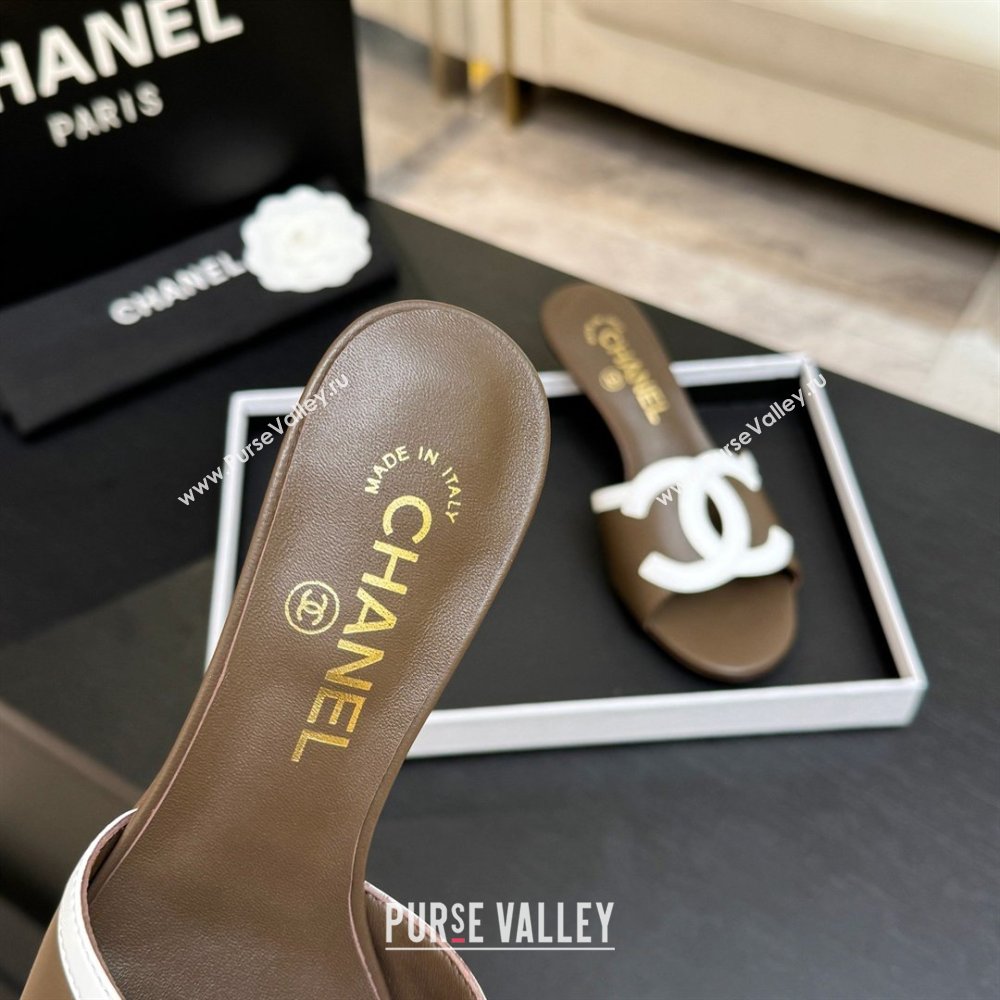 Chanel Lambskin Mules Sandals with 45mm Heel G47252 Khaki 2026 (MD-26032508)