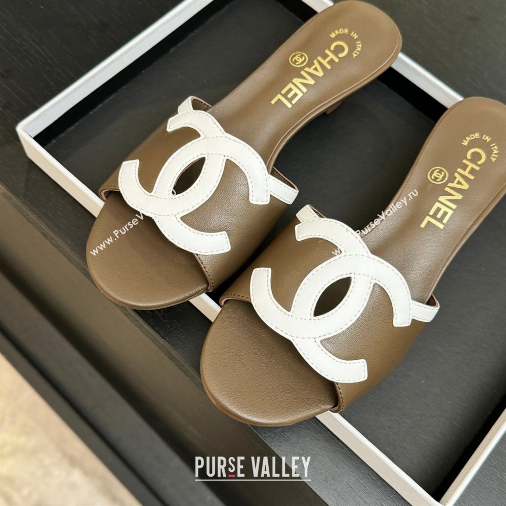 Chanel Lambskin Mules Sandals with 45mm Heel G47252 Khaki 2026 (MD-26032508)