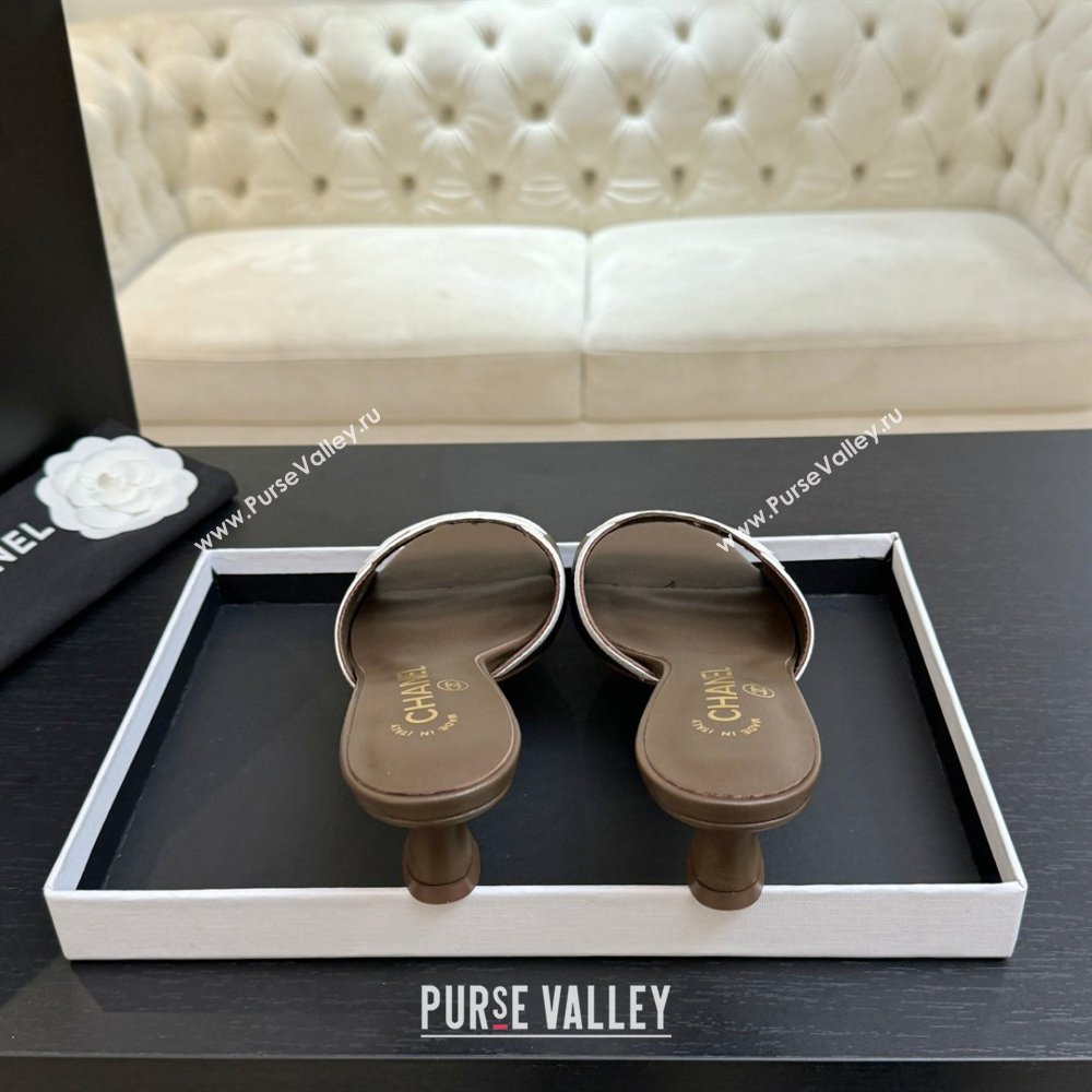 Chanel Lambskin Mules Sandals with 45mm Heel G47252 Khaki 2026 (MD-26032508)