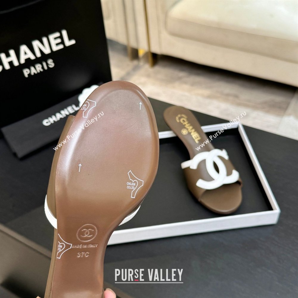 Chanel Lambskin Mules Sandals with 45mm Heel G47252 Khaki 2026 (MD-26032508)