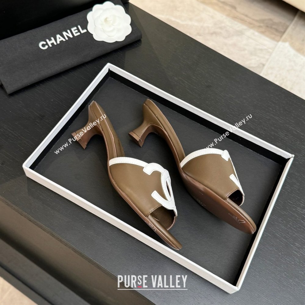Chanel Lambskin Mules Sandals with 45mm Heel G47252 Khaki 2026 (MD-26032508)