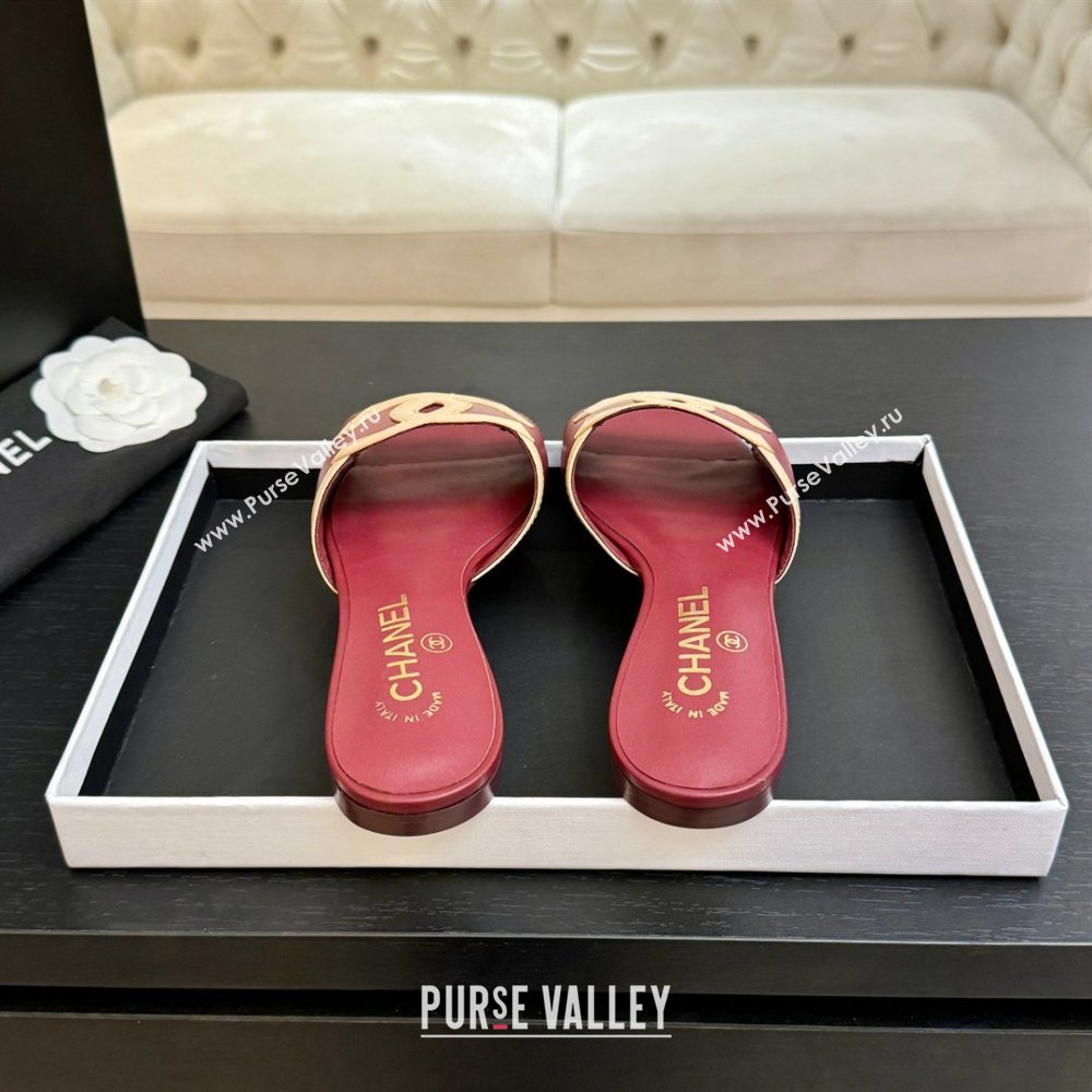 Chanel Lambskin Flat Mules Sandals G47252 Deep Red 2026 (MD-26032514)