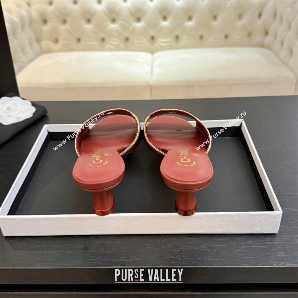 Chanel Lambskin Mules Sandals with 45mm Heel G47252 Deep Red 2026 (MD-26032507)