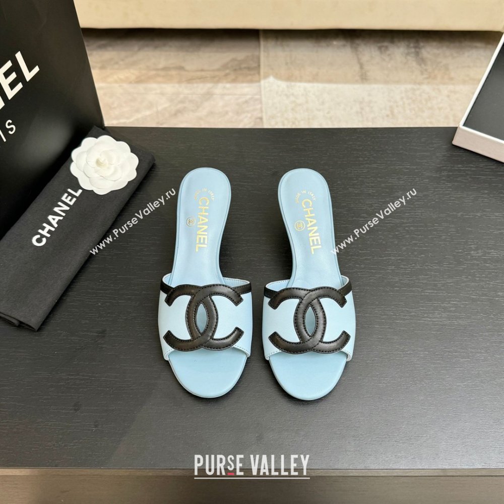Chanel Lambskin Mules Sandals with 45mm Heel G47252 Blue 2026 (MD-26032506)