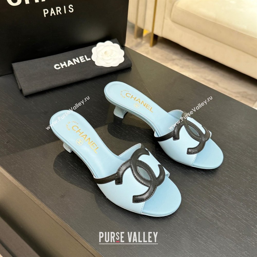 Chanel Lambskin Mules Sandals with 45mm Heel G47252 Blue 2026 (MD-26032506)