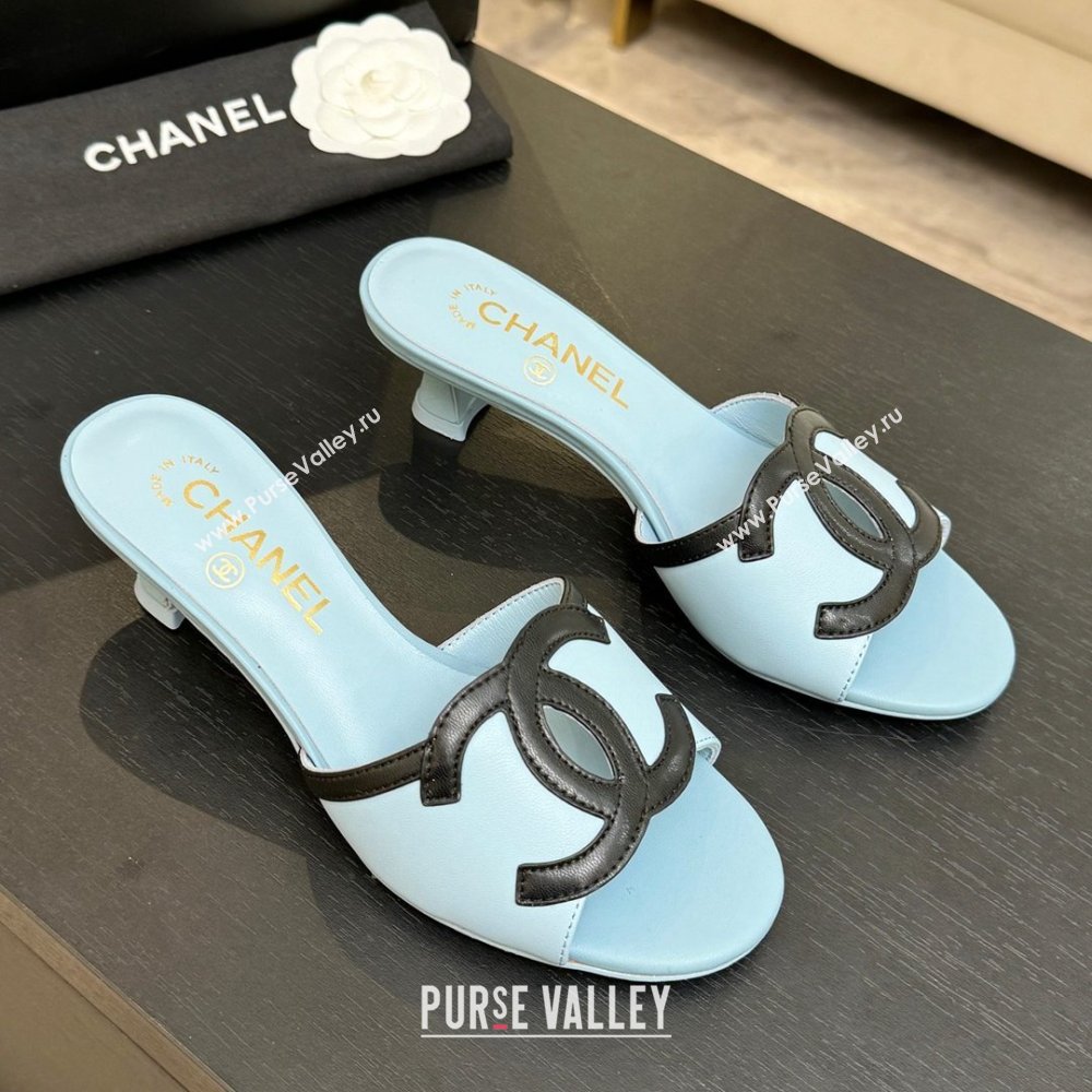 Chanel Lambskin Mules Sandals with 45mm Heel G47252 Blue 2026 (MD-26032506)