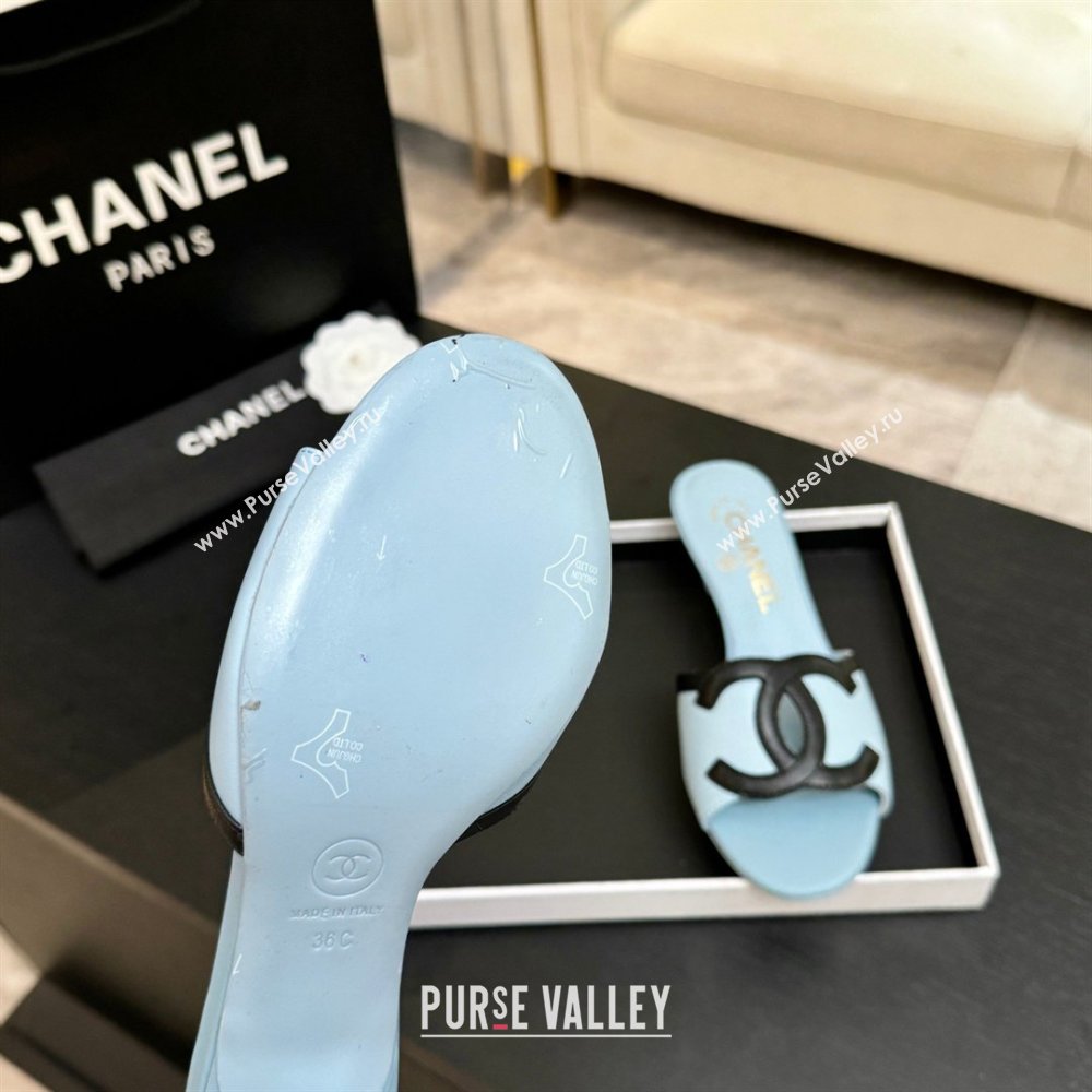 Chanel Lambskin Mules Sandals with 45mm Heel G47252 Blue 2026 (MD-26032506)