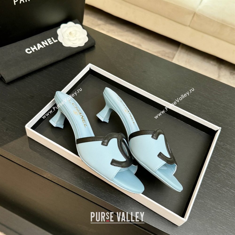 Chanel Lambskin Mules Sandals with 45mm Heel G47252 Blue 2026 (MD-26032506)