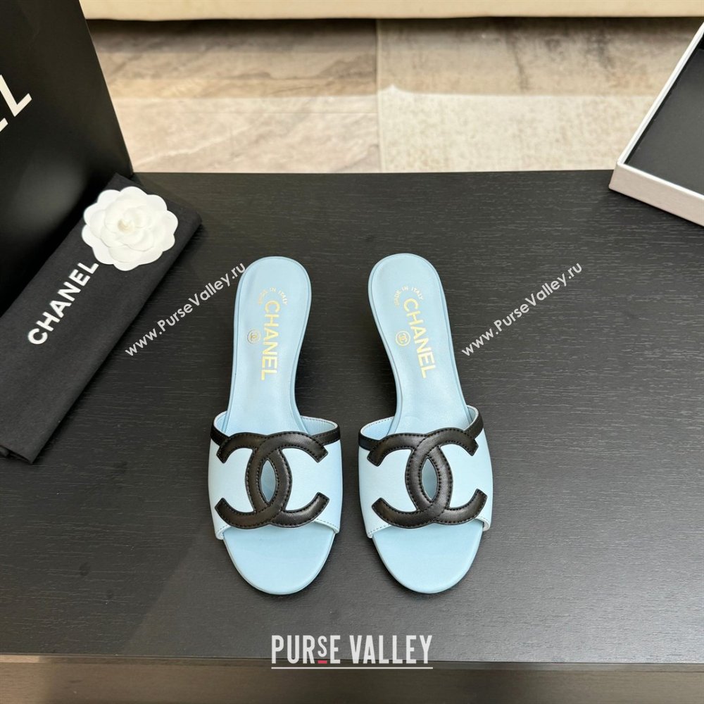 Chanel Lambskin Mules Sandals with 45mm Heel G47252 Blue 2026 (MD-26032506)