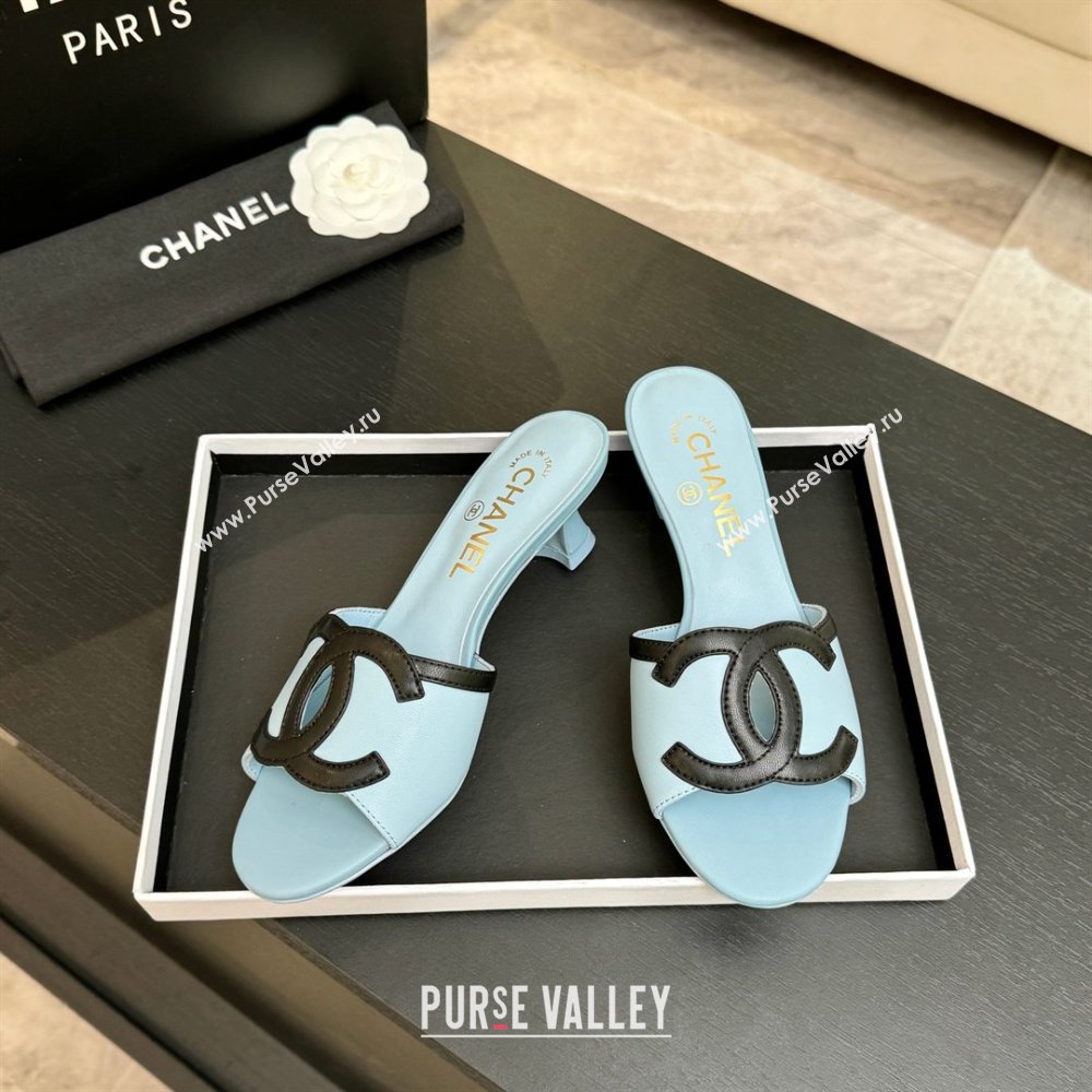 Chanel Lambskin Mules Sandals with 45mm Heel G47252 Blue 2026 (MD-26032506)