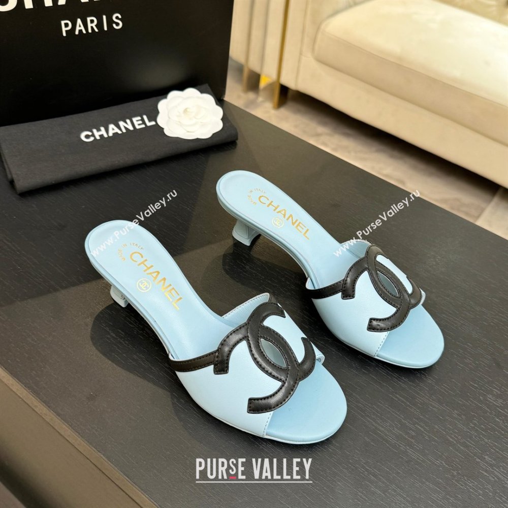 Chanel Lambskin Mules Sandals with 45mm Heel G47252 Blue 2026 (MD-26032506)