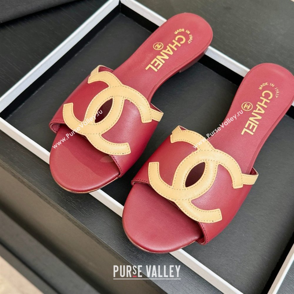 Chanel Lambskin Flat Mules Sandals G47252 Deep Red 2026 (MD-26032514)