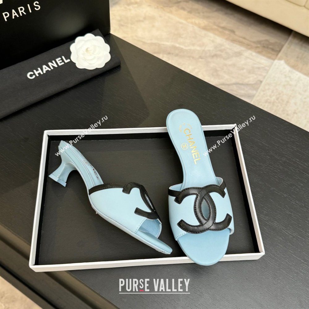 Chanel Lambskin Mules Sandals with 45mm Heel G47252 Blue 2026 (MD-26032506)