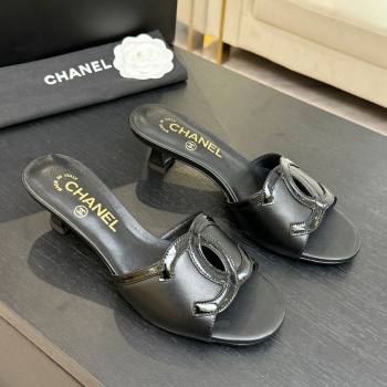 Chanel Lambskin Patent Leather Mules Sandals with 45mm Heel G47252 Black 2026 (MD-26032505)