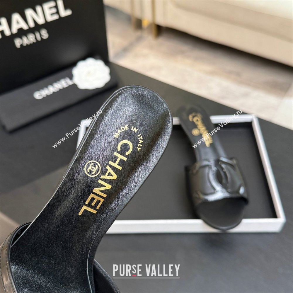 Chanel Lambskin Patent Leather Mules Sandals with 45mm Heel G47252 Black 2026 (MD-26032505)