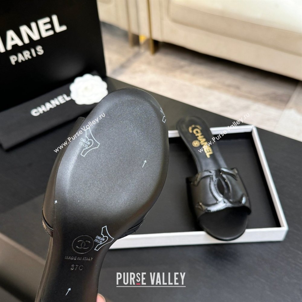 Chanel Lambskin Patent Leather Mules Sandals with 45mm Heel G47252 Black 2026 (MD-26032505)