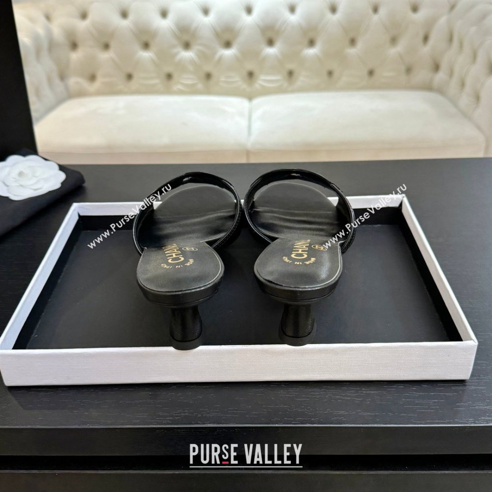 Chanel Lambskin Patent Leather Mules Sandals with 45mm Heel G47252 Black 2026 (MD-26032505)