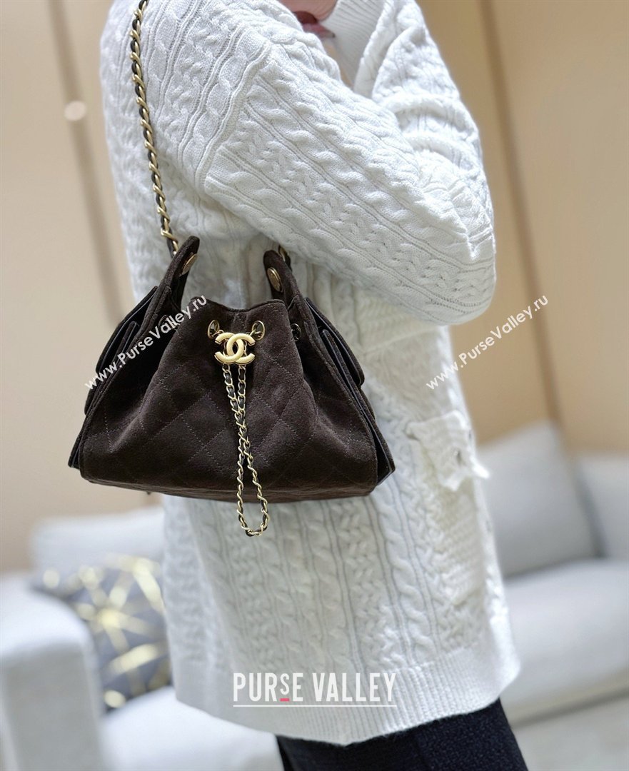 Chanel 25 Mini Handbag in Suede Calfskin AS5631 Dark Brown 2026 Top Quality (SHUNY-26032301)