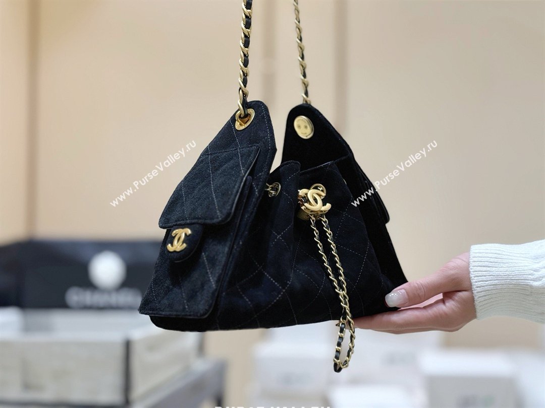 Chanel 25 Mini Handbag in Suede Calfskin AS5631 Black 2026 Top Quality (SHUNY-26032302)