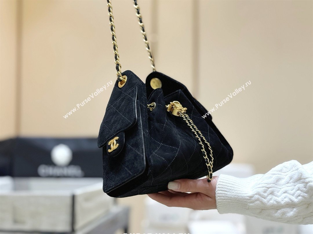 Chanel 25 Mini Handbag in Suede Calfskin AS5631 Black 2026 Top Quality (SHUNY-26032302)