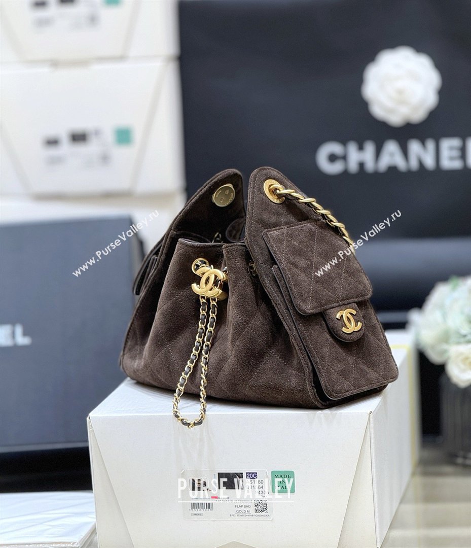 Chanel 25 Mini Handbag in Suede Calfskin AS5631 Dark Brown 2026 Top Quality (SHUNY-26032301)