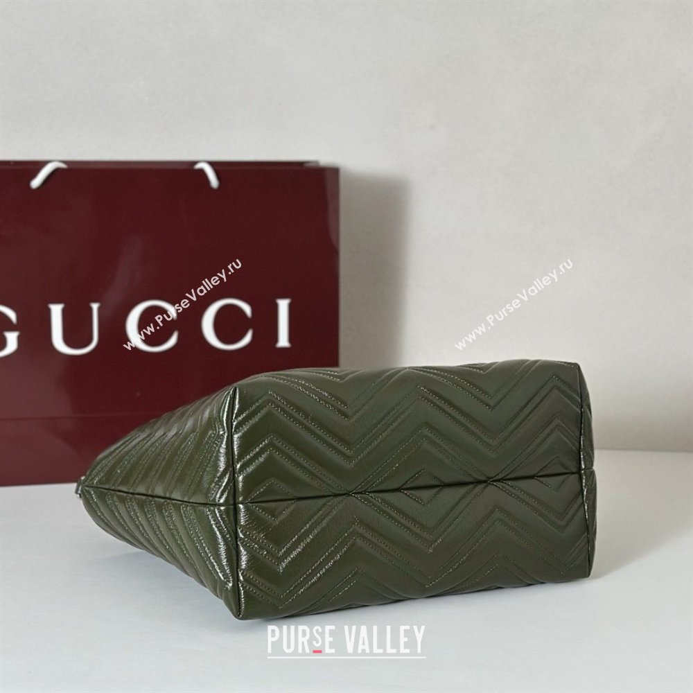 Gucci GG Marmont Medium Tote Bag in Matelasse Chevron Nappa Leather 855279 Dark Green 2026 (DLH-26032404)