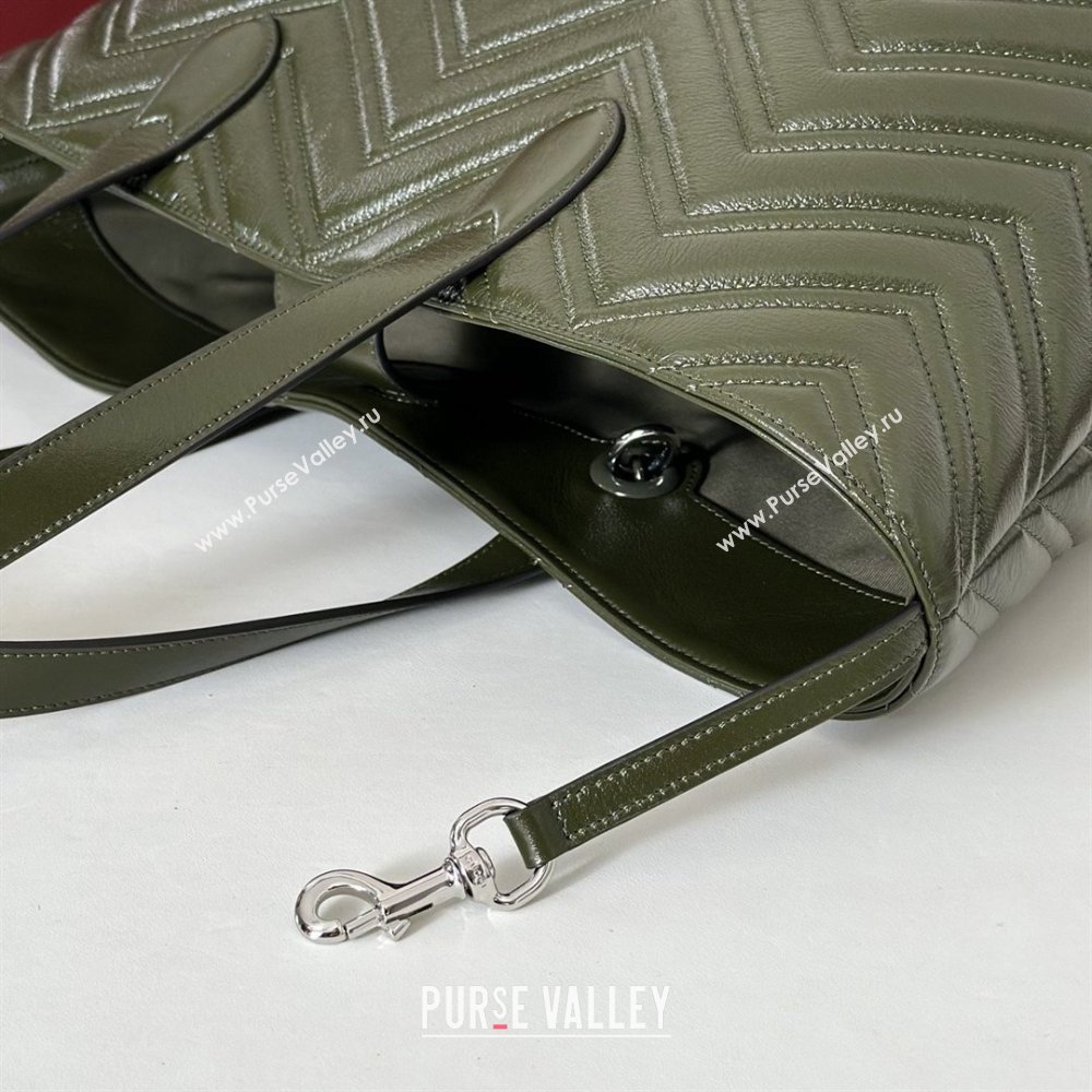 Gucci GG Marmont Medium Tote Bag in Matelasse Chevron Nappa Leather 855279 Dark Green 2026 (DLH-26032404)