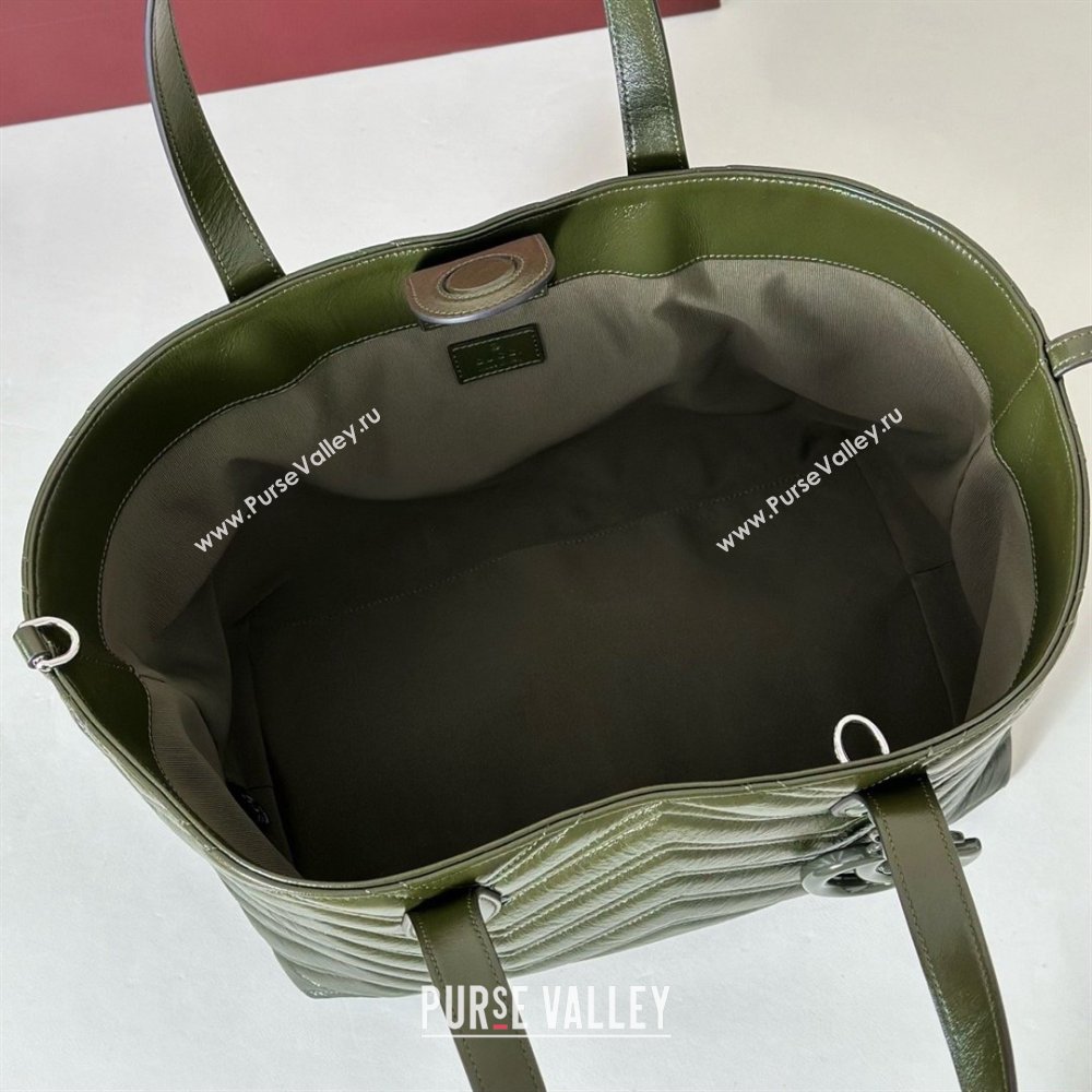 Gucci GG Marmont Medium Tote Bag in Matelasse Chevron Nappa Leather 855279 Dark Green 2026 (DLH-26032404)