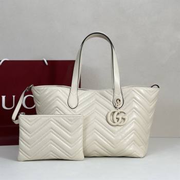 Gucci GG Marmont Medium Tote Bag in Matelasse Chevron Nappa Leather 855279 White 2026 (DLH-26032405)