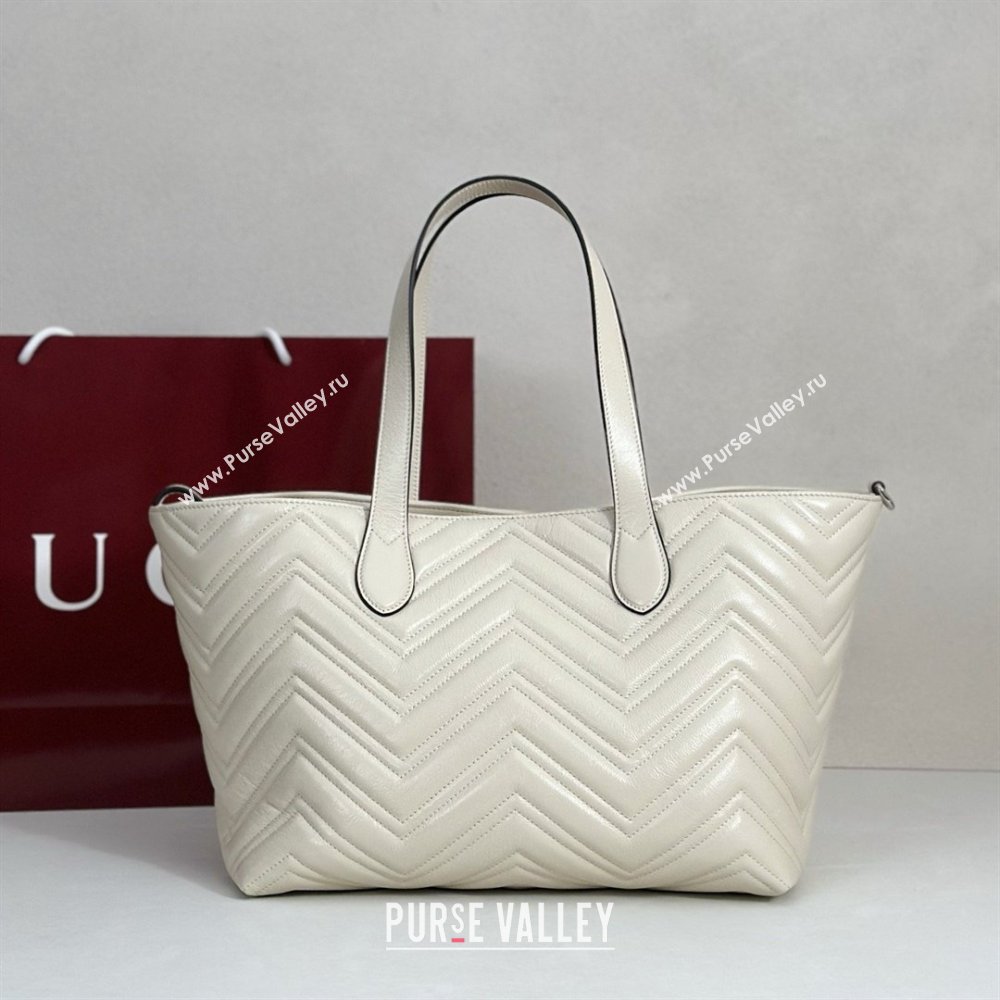 Gucci GG Marmont Medium Tote Bag in Matelasse Chevron Nappa Leather 855279 White 2026 (DLH-26032405)