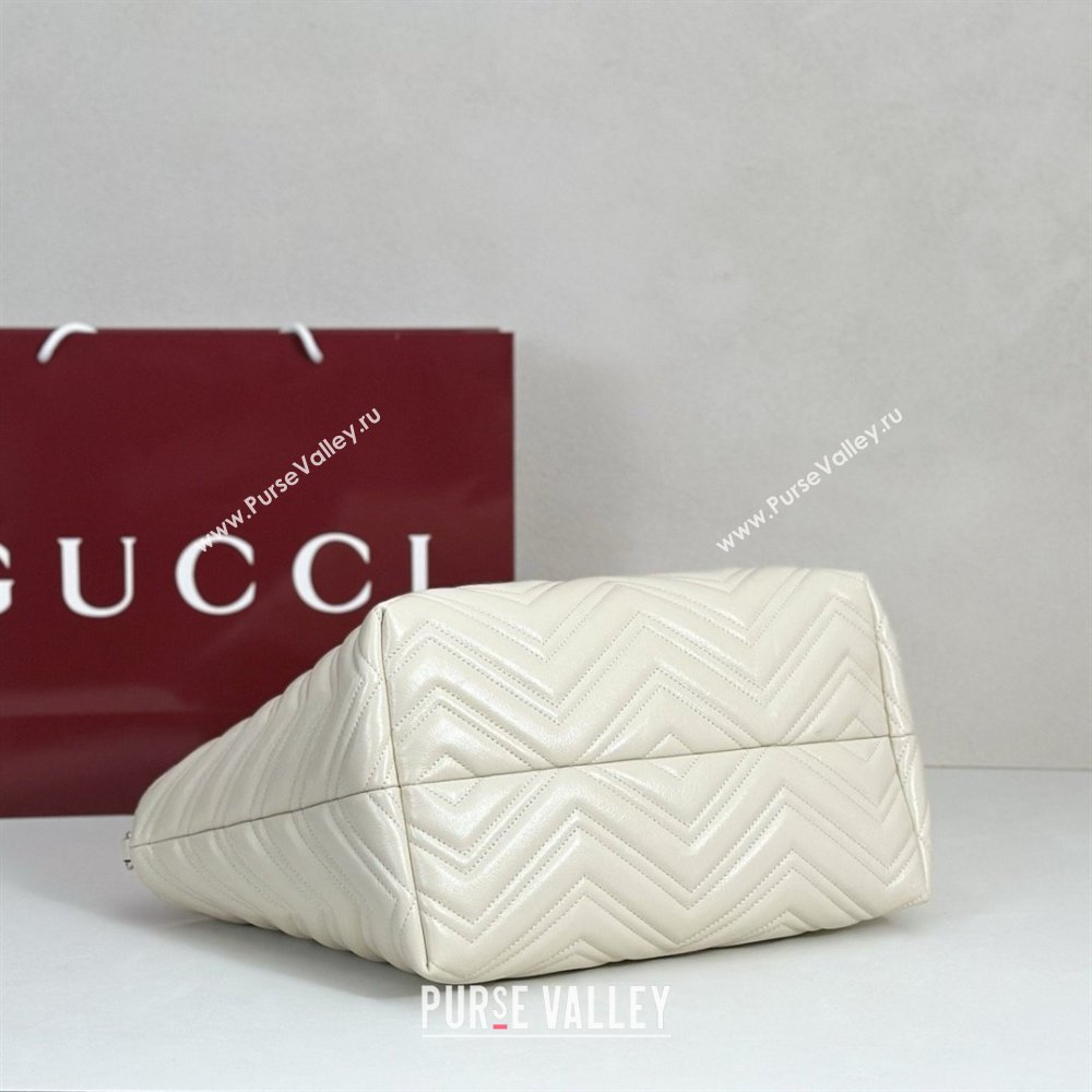 Gucci GG Marmont Medium Tote Bag in Matelasse Chevron Nappa Leather 855279 White 2026 (DLH-26032405)