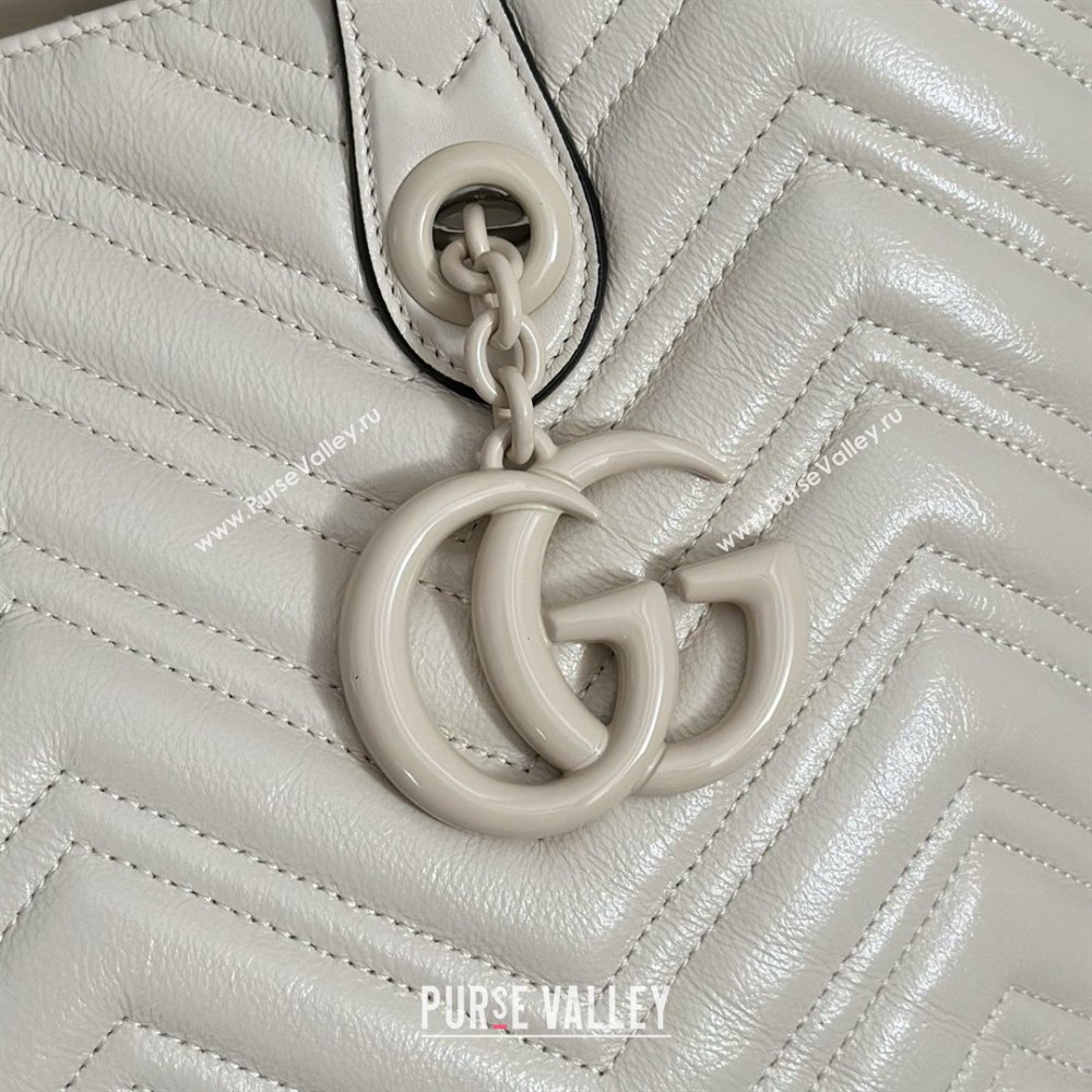 Gucci GG Marmont Medium Tote Bag in Matelasse Chevron Nappa Leather 855279 White 2026 (DLH-26032405)