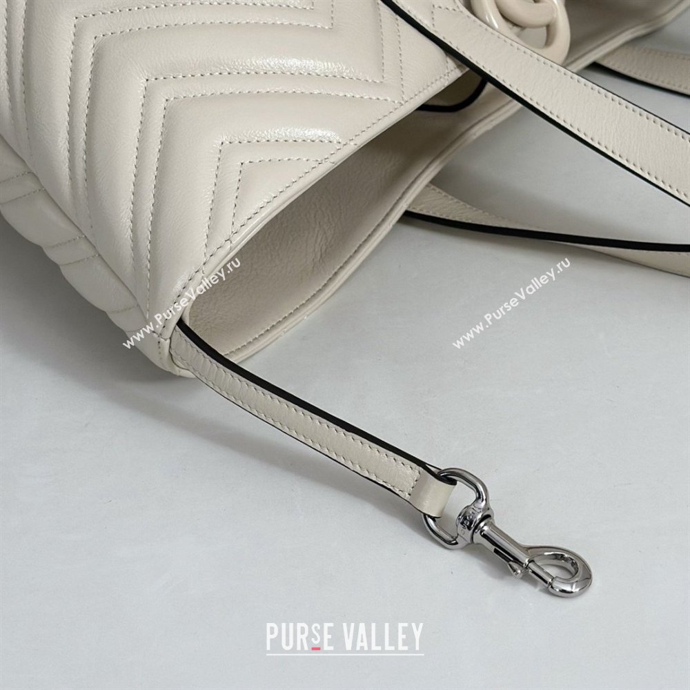 Gucci GG Marmont Medium Tote Bag in Matelasse Chevron Nappa Leather 855279 White 2026 (DLH-26032405)