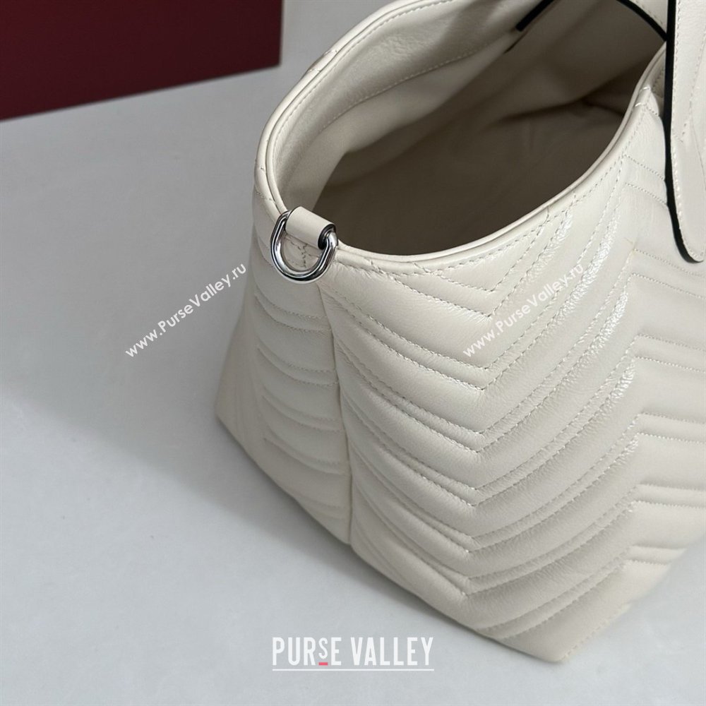 Gucci GG Marmont Medium Tote Bag in Matelasse Chevron Nappa Leather 855279 White 2026 (DLH-26032405)