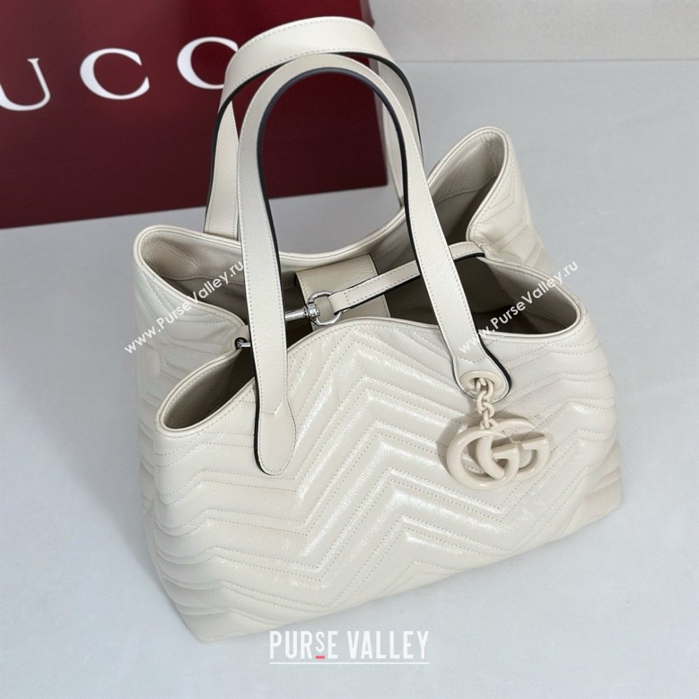 Gucci GG Marmont Medium Tote Bag in Matelasse Chevron Nappa Leather 855279 White 2026 (DLH-26032405)