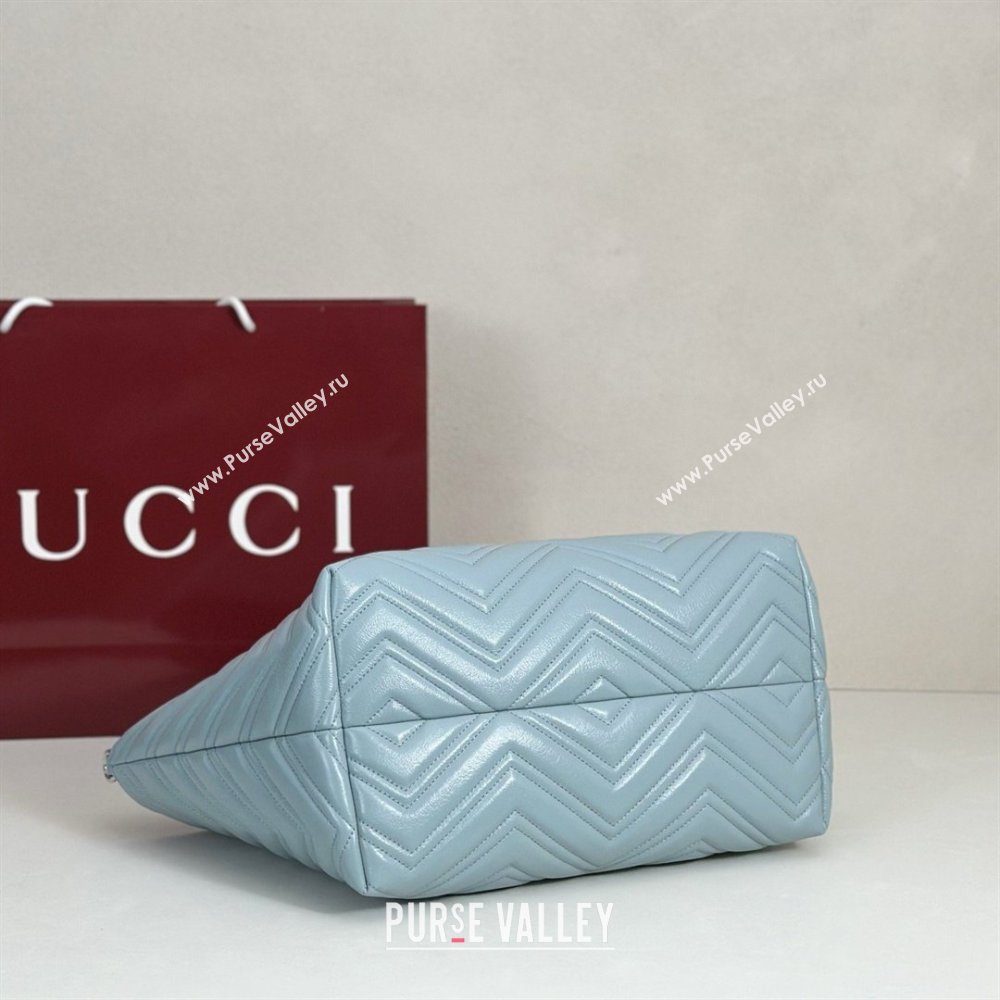 Gucci GG Marmont Medium Tote Bag in Matelasse Chevron Nappa Leather 855279 Blue 2026 (DLH-26032406)