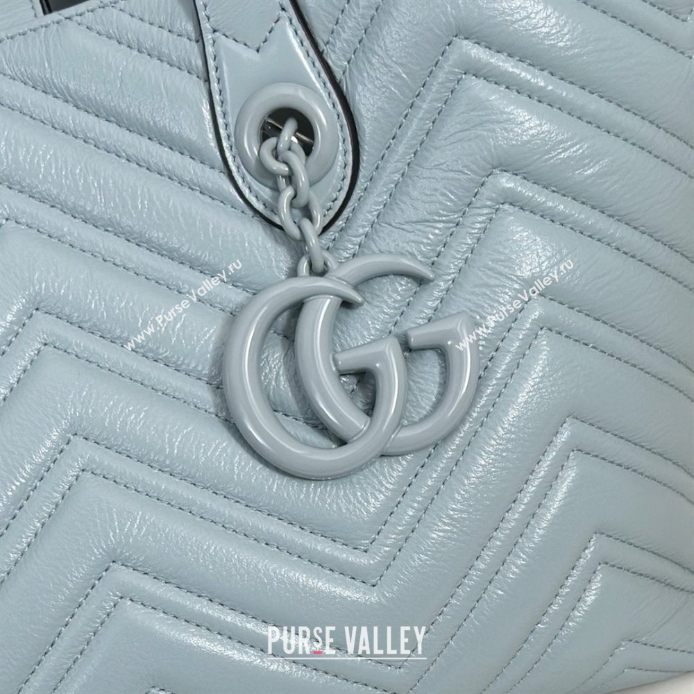 Gucci GG Marmont Medium Tote Bag in Matelasse Chevron Nappa Leather 855279 Blue 2026 (DLH-26032406)