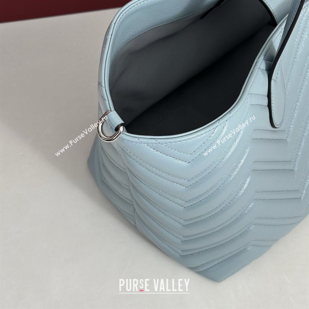 Gucci GG Marmont Medium Tote Bag in Matelasse Chevron Nappa Leather 855279 Blue 2026 (DLH-26032406)