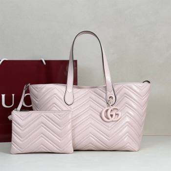Gucci GG Marmont Medium Tote Bag in Matelasse Chevron Nappa Leather 855279 Pink 2026 (DLH-26032407)