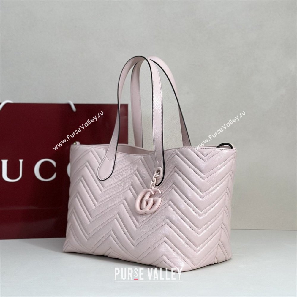 Gucci GG Marmont Medium Tote Bag in Matelasse Chevron Nappa Leather 855279 Pink 2026 (DLH-26032407)