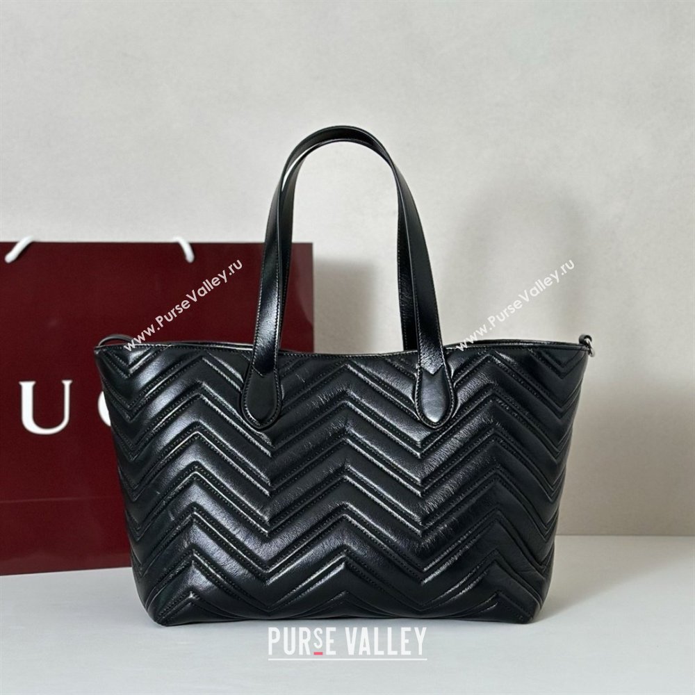 Gucci GG Marmont Medium Tote Bag in Matelasse Chevron Nappa Leather 855279 Black 2026 (DLH-26032403)