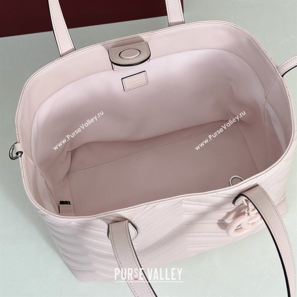 Gucci GG Marmont Medium Tote Bag in Matelasse Chevron Nappa Leather 855279 Pink 2026 (DLH-26032407)