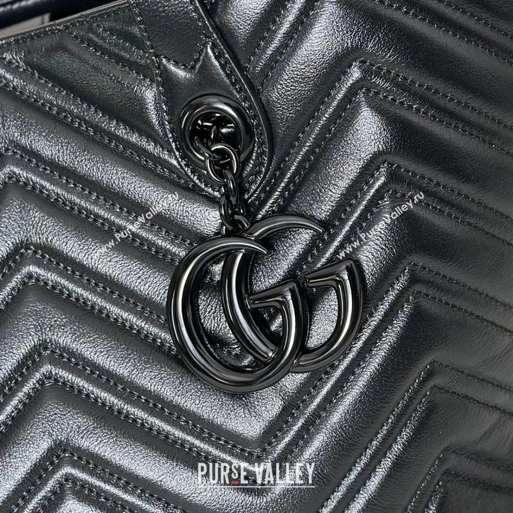 Gucci GG Marmont Medium Tote Bag in Matelasse Chevron Nappa Leather 855279 Black 2026 (DLH-26032403)